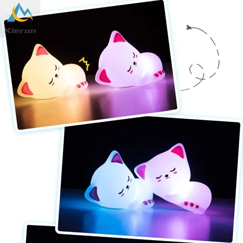 Veilleuse chat en silicone multicolore
