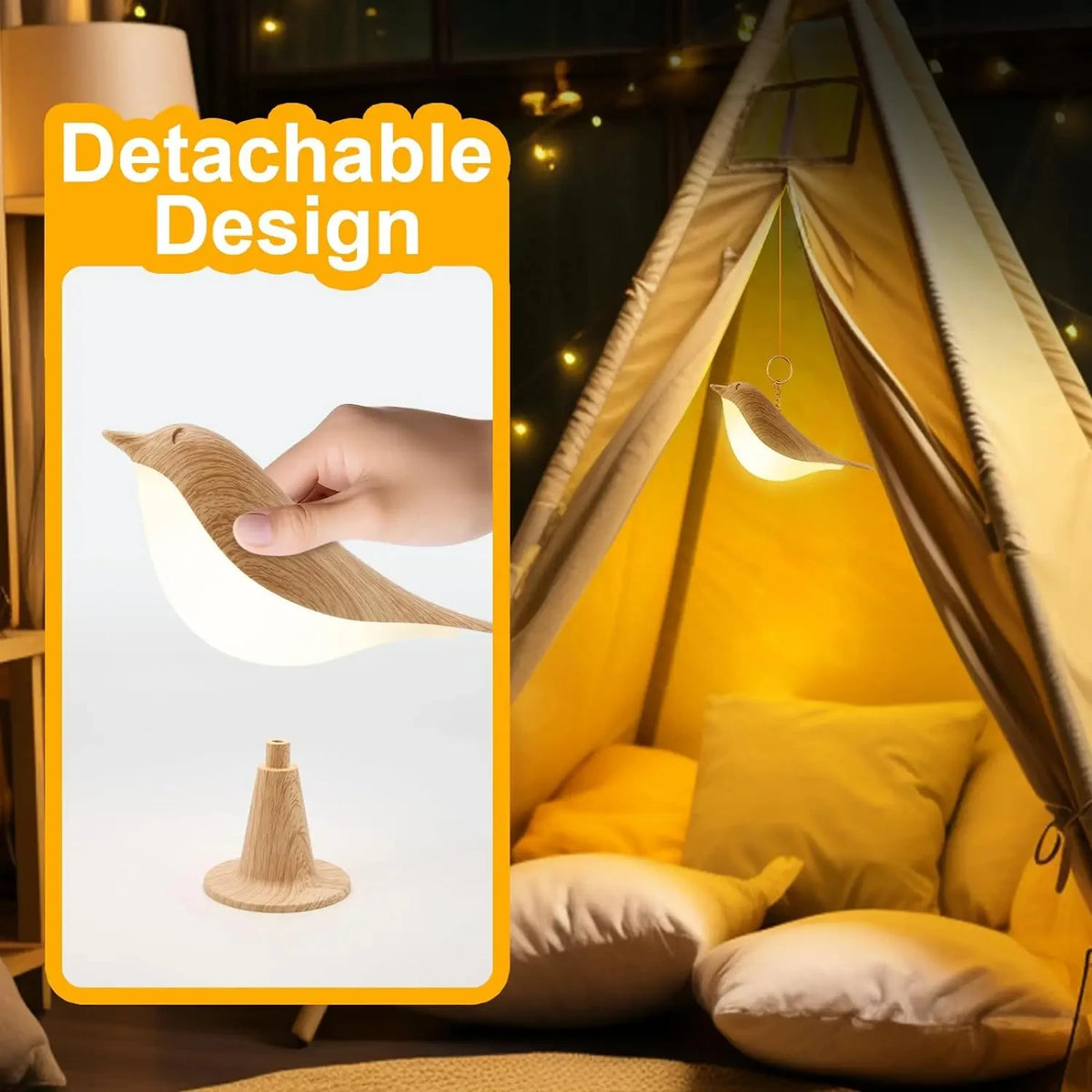 Lampe de chevet oiseau tactile à 3 teintes