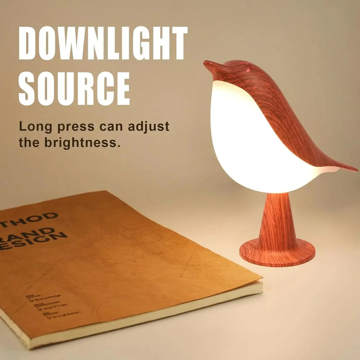 Lampe de chevet oiseau tactile à 3 teintes