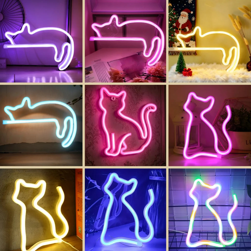 Veilleuse décorative chat, USB ou piles