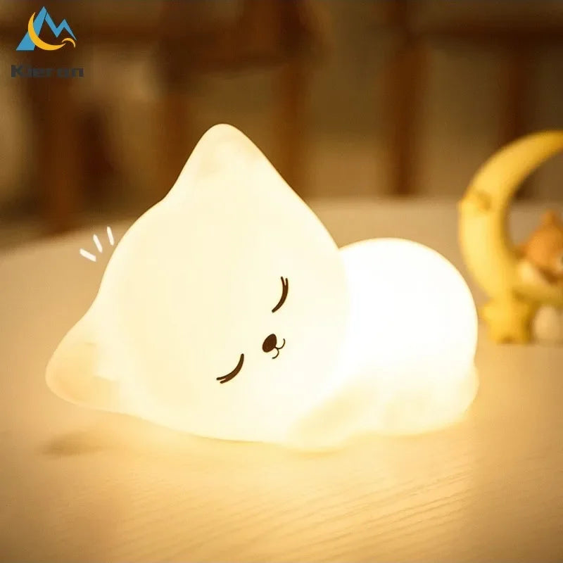 Veilleuse chat en silicone multicolore