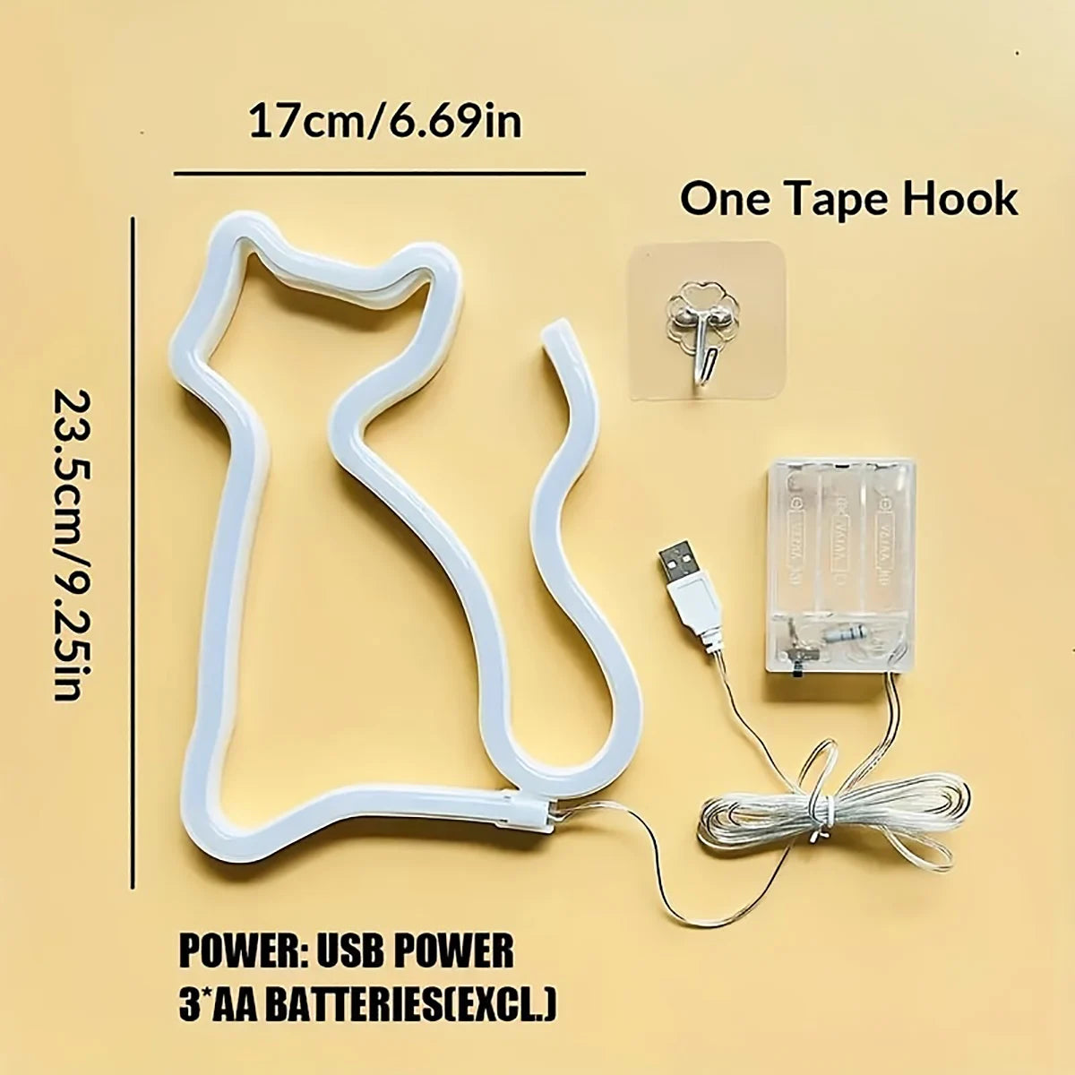 Veilleuse décorative chat, USB ou piles