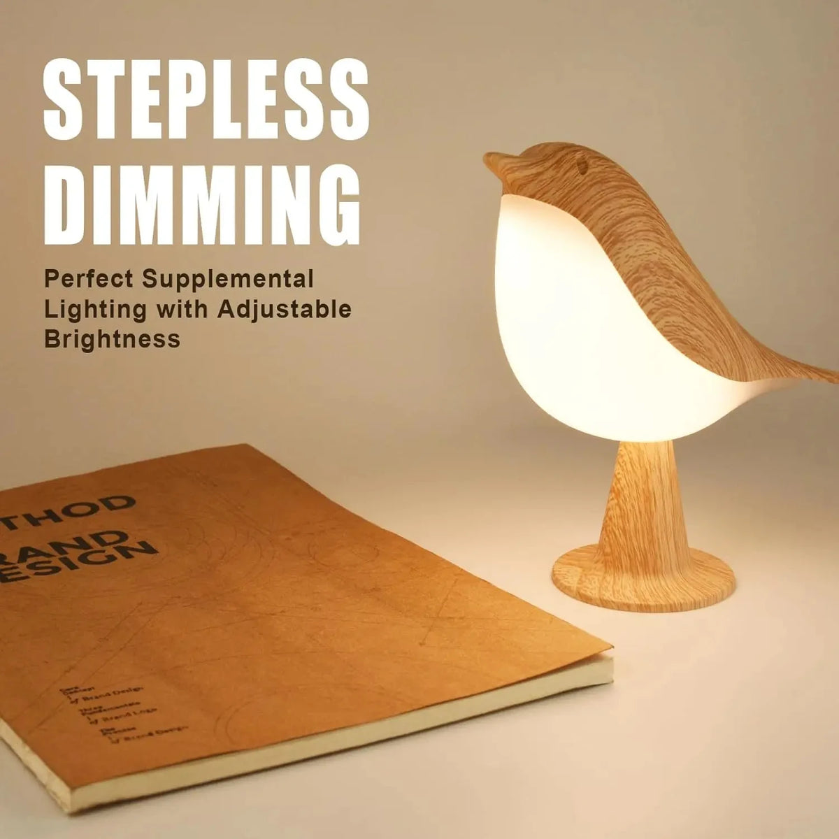 Lampe de chevet oiseau tactile à 3 teintes