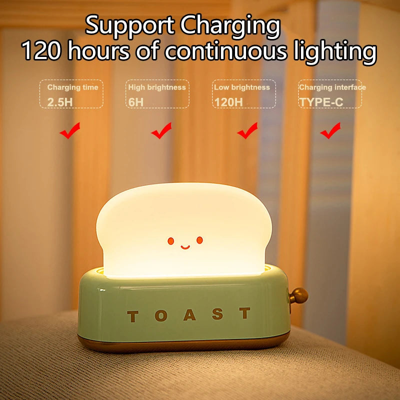 Veilleuse rechargeable grille-pain souriant